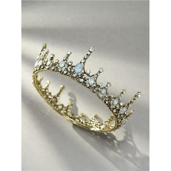 Crystal Baroque Queen Crown - Vintage Princess Tiara, Wedding Prom Hallloween main image 4